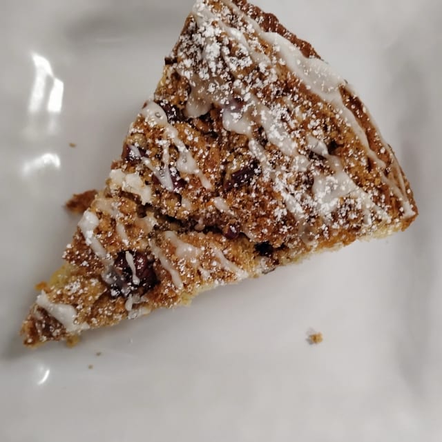 Slice of Pecan Cinnamon Coffee Cake.